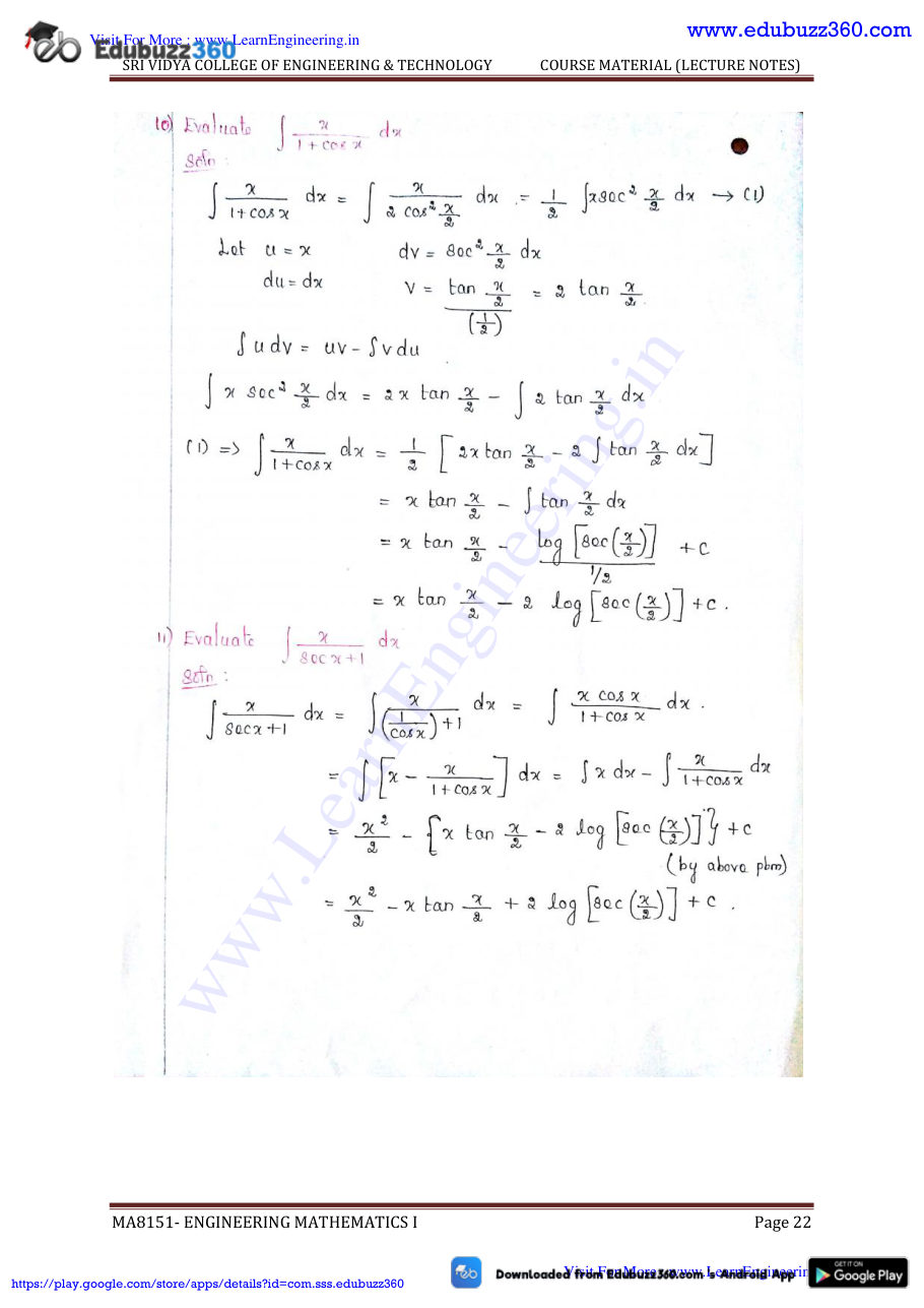 Engineering Mathematics I Lecture Notes — page 129