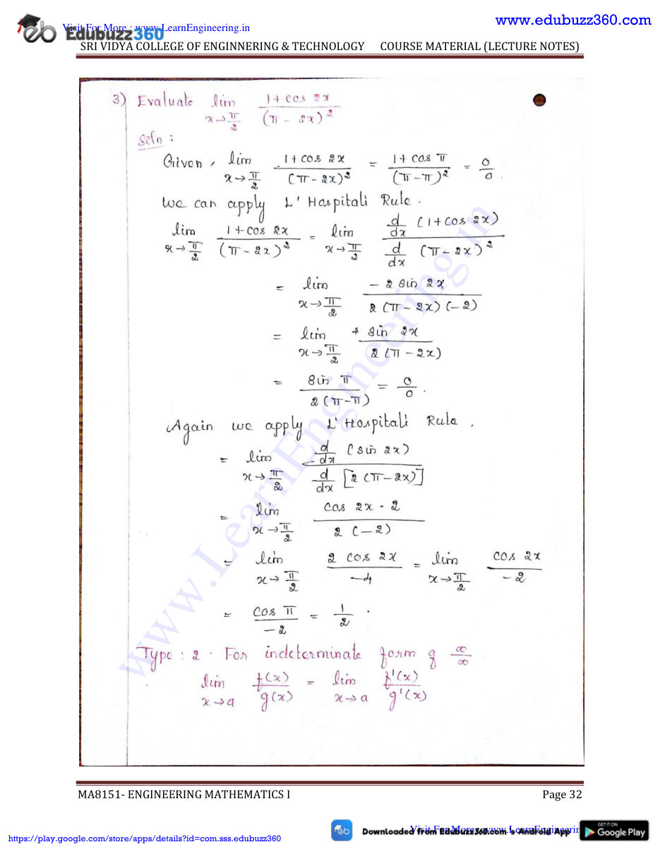 Engineering Mathematics I Lecture Notes — page 32