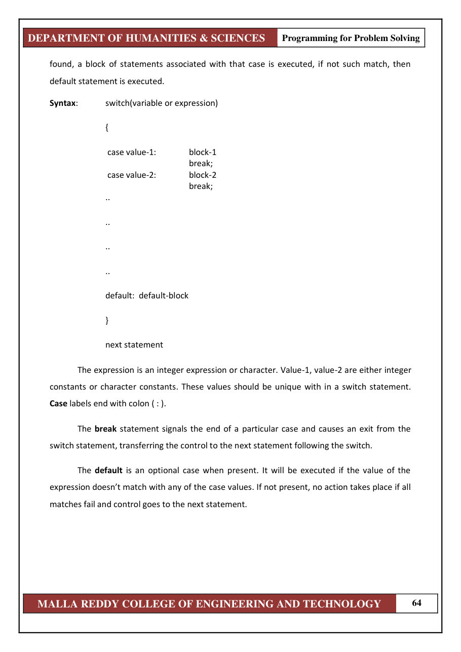 PROGRAMMING FOR PROBLEM SOLVING 1 — page 70