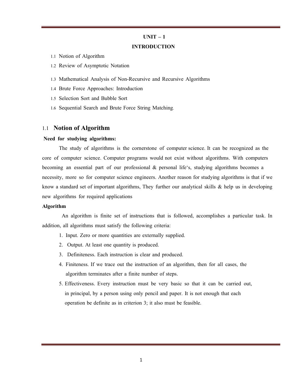 Design and Analysis of Algorithms DAA Notes — page 1